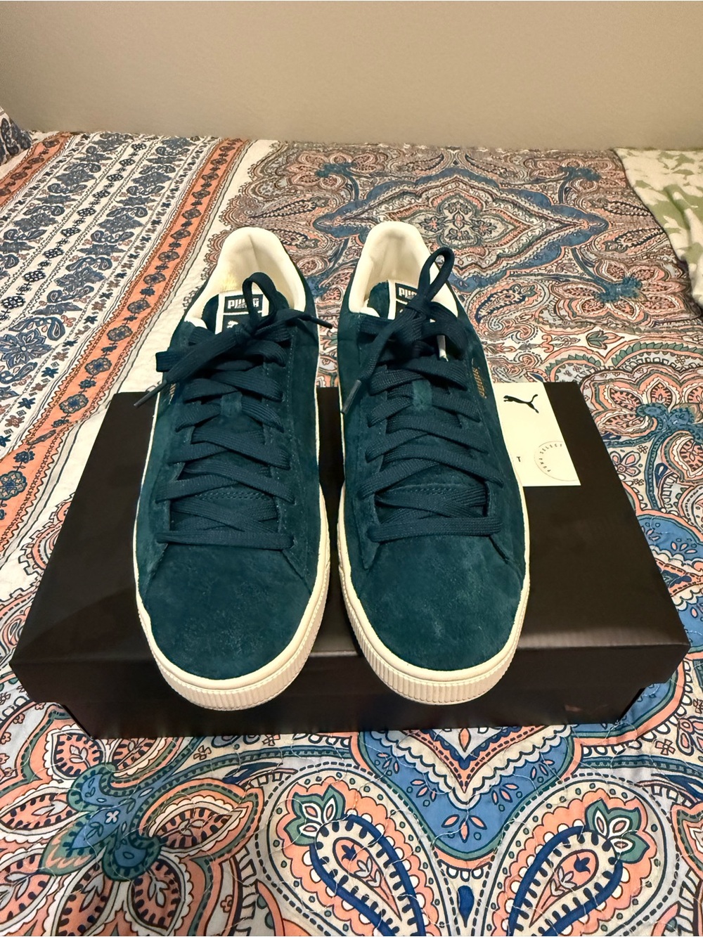 Puma Suede Men's Sneakers in Deep Teal with White Stripe - Picture 2 of 6